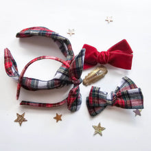Load image into Gallery viewer, Brush Cotton Tartan knot bow alice band