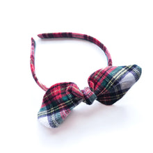 Load image into Gallery viewer, Brush Cotton Tartan knot bow alice band