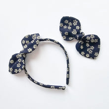 Load image into Gallery viewer, Linen Blend Navy with Delicate Flowers