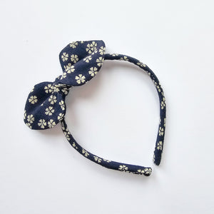 Linen Blend Navy with Delicate Flowers