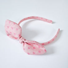 Load image into Gallery viewer, Liberty Pink Heart Print Knot Bow Alice Band