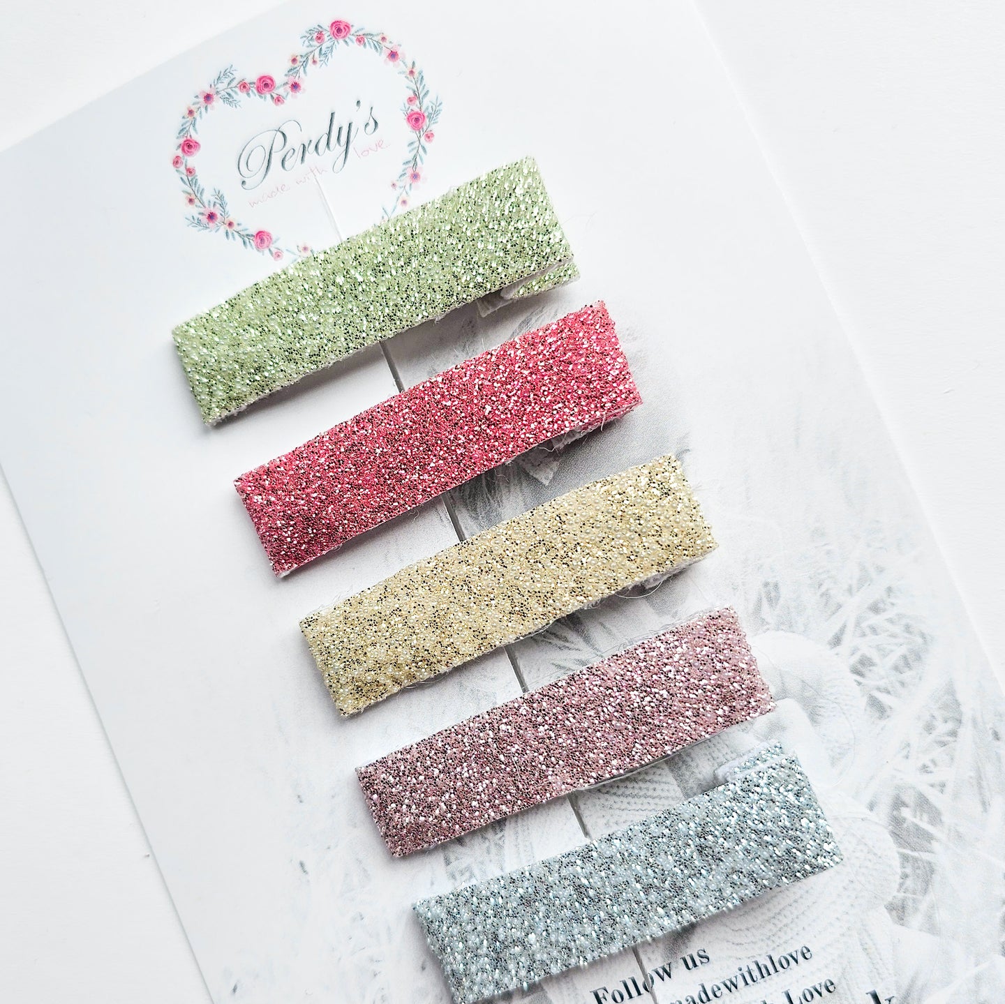 Rainbow Pastel Glitter Fringe Clips