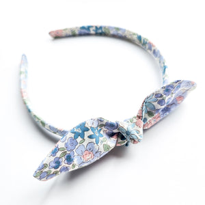 Blue Floral Knot Bow Alice Band