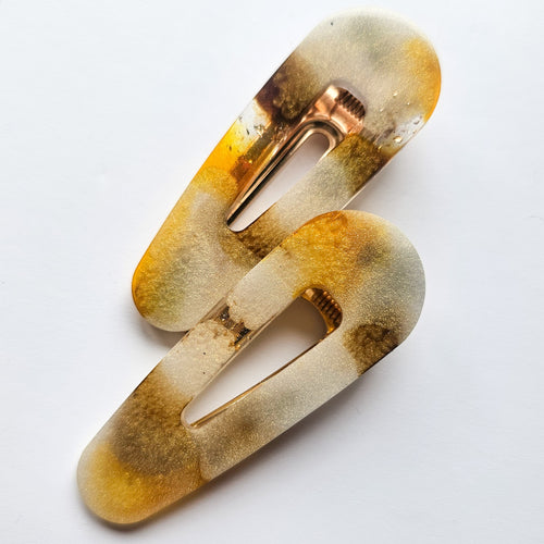 Gorgeous Handmade Gold Resin Hair Clips