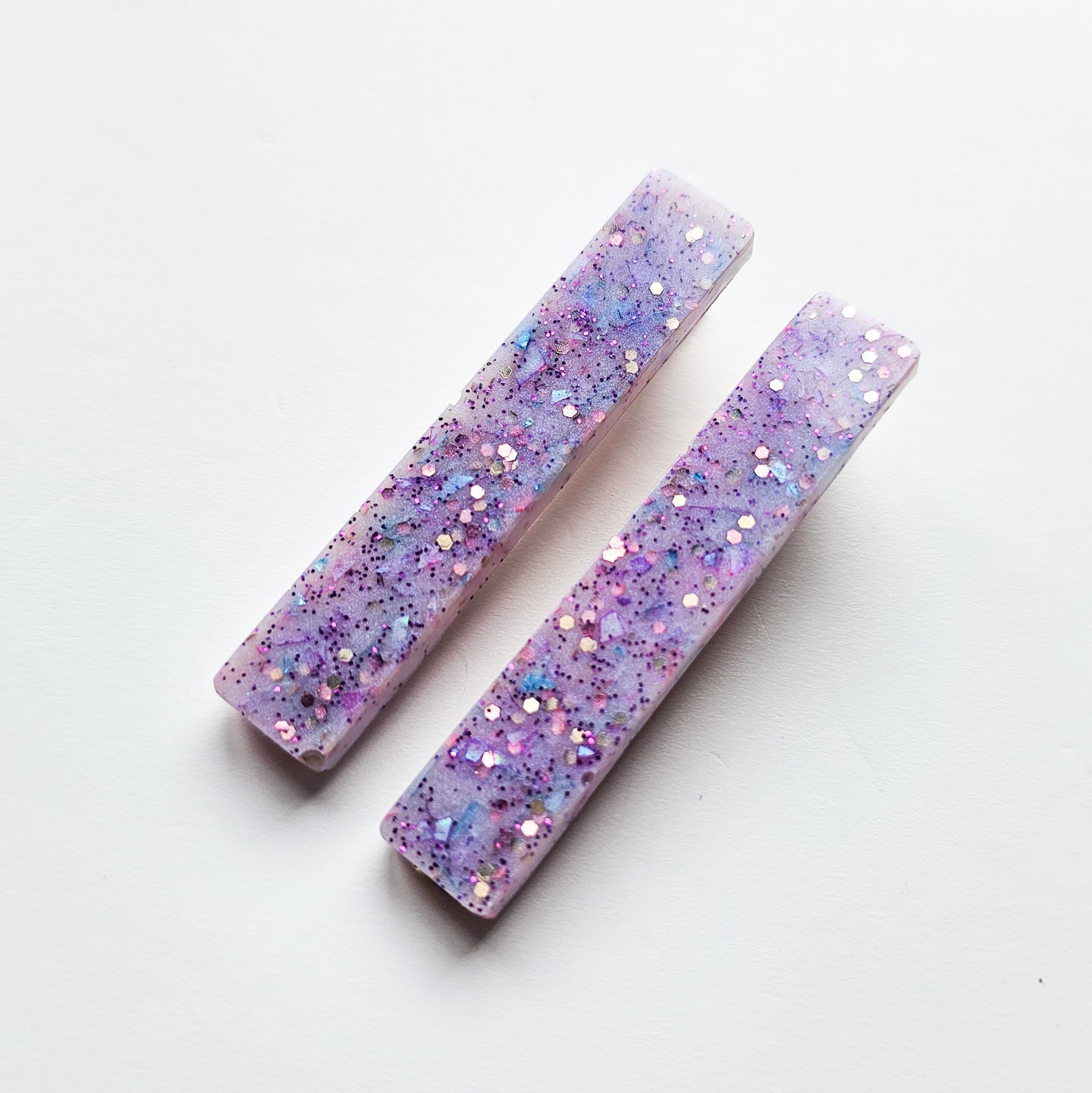 Handmade Purple Glitter Resin Hair Clips