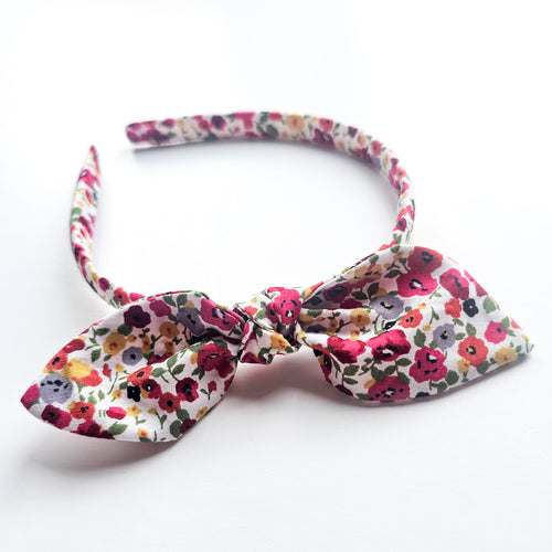 Poppy Floral Print Knot Bow Alice Band