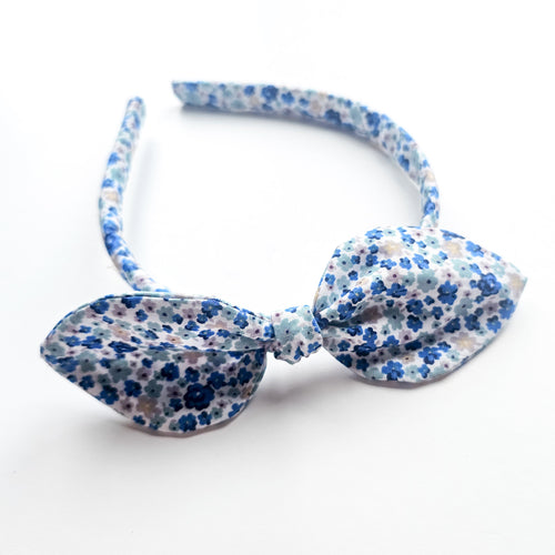 Blue Ditsy Print Knot Bow Alice Band