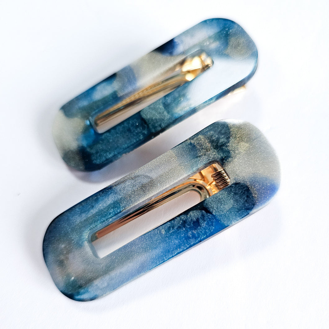 Gorgeous blue resin hair clips