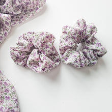 Load image into Gallery viewer, Texture Violet Floral Scrunchie