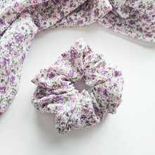 Load image into Gallery viewer, Texture Violet Floral Scrunchie