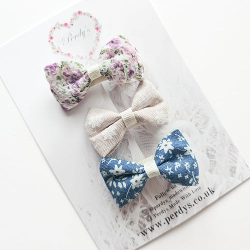 Trio of Mini Floral Bows