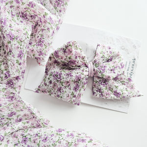 Lilac Ditsy Floral Bow