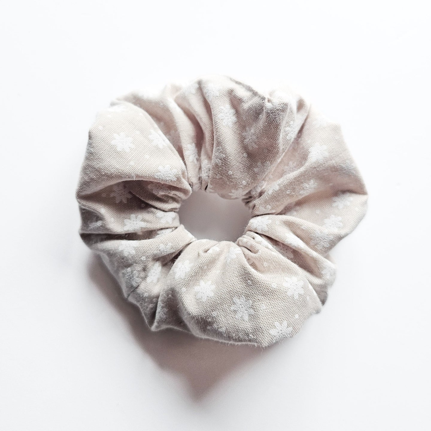 Beautiful Neutral Floral Linen Scrunchie