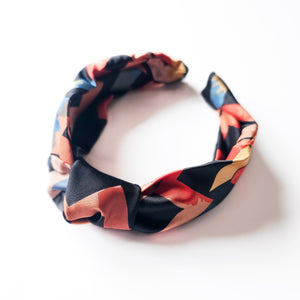 Silky Black Zigzag Tones Knotted Headband