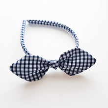 Load image into Gallery viewer, Handmade Navy School Knot Bow Alice Band