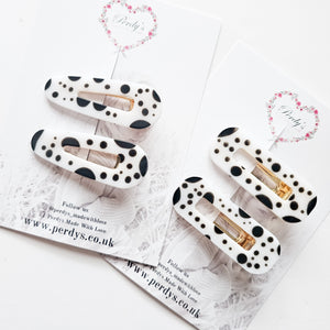 Handmade Dalmatian Resin Hair Clips