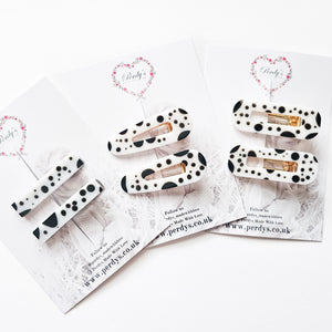 Handmade Dalmatian Resin Hair Clips