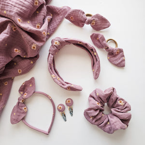 Embroidered Dusky Pink Knotted Headband