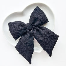 Load image into Gallery viewer, Stunning oversized Black floral embossed bow