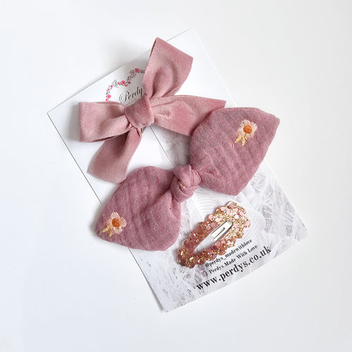 Dusky Pink Bow Set