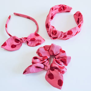Striking Pink & Red Knot Bow Scrunchie