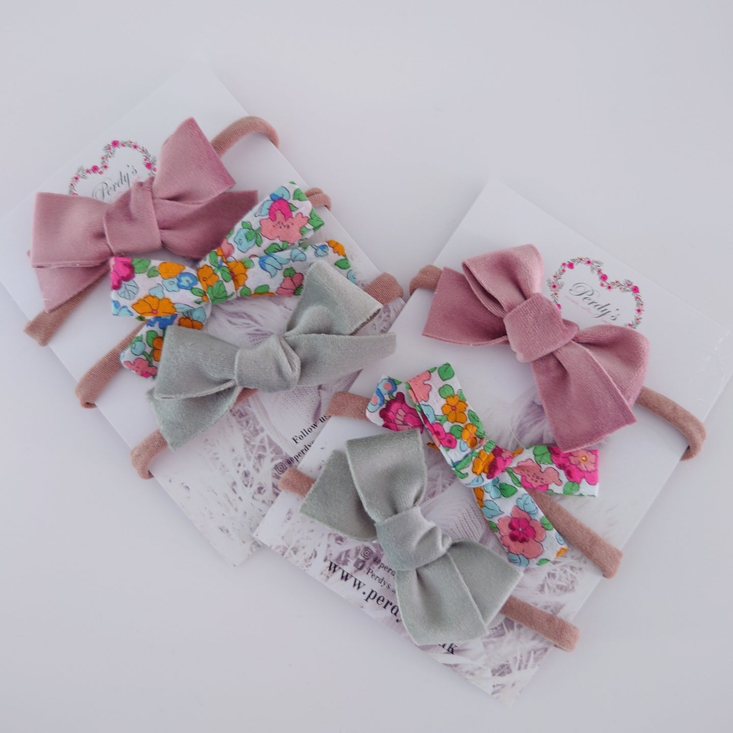 Beautiful Trio of Mini bows on headbands