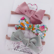 Load image into Gallery viewer, Beautiful Trio of Mini bows on headbands
