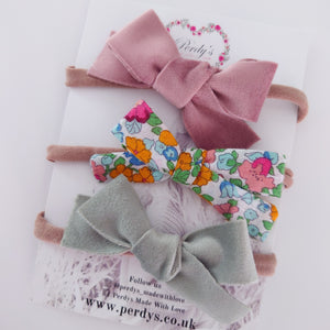 Beautiful Trio of Mini bows on headbands