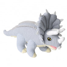 Load image into Gallery viewer, Knitted Blue Triceratops Dinosaur by Wilberry