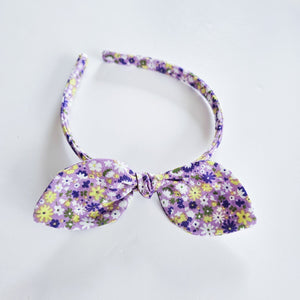 Purple Floral Liberty Knot Bow Alice Band