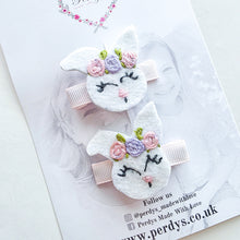 Load image into Gallery viewer, Handmade Embroidered Bunny Clips