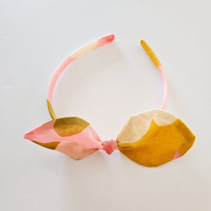 Pink & Mustard Abstract Liberty Knot Bow Alice Band