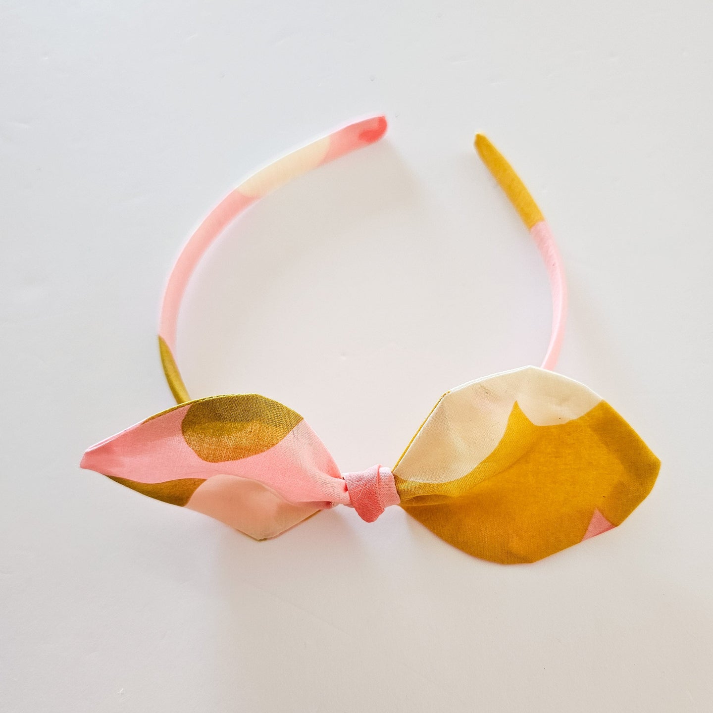 Pink & Mustard Abstract Liberty Knot Bow Alice Band