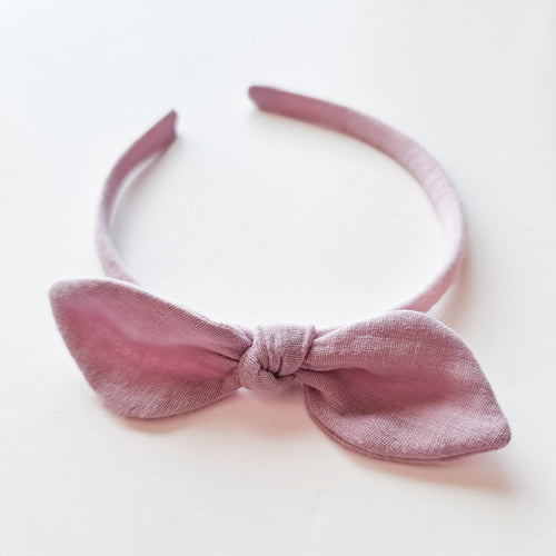 Limited Edition Pale Pink Linen Knot Bow Alice Band