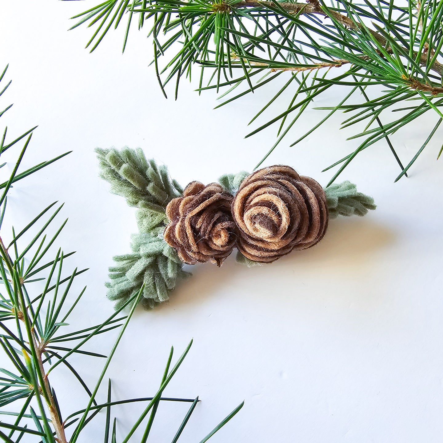 Felt Pine Cone Hair Clip