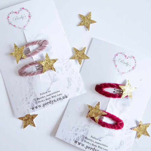 Velvet star snap clips