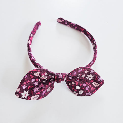 Deep Pink Floral Liberty Knot Bow Alice Band