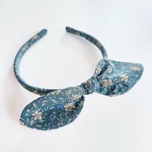 Teal Floral Knot Bow Alice Band