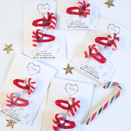 Candy Cane Snap Clips