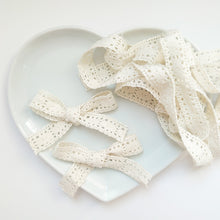 Load image into Gallery viewer, Vintage crochet ribbon bow
