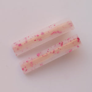 Duo of Frosted Pink Fleck Resin Hair Clips