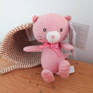 Pink Cat in Basket by Wilberry