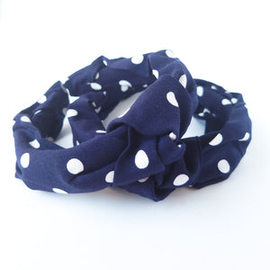 Blue Spot Knotted Headband