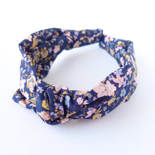 Load image into Gallery viewer, Navy and Floral Knotted Headband