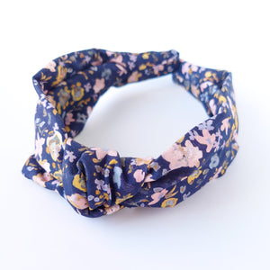 Navy and Floral Knotted Headband