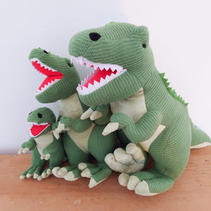 Medium Knitted Green T-Rex Dinosaur by Wilberry