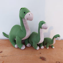 Load image into Gallery viewer, Medium Knitted Brontosaurus Dinosaur by Wilberry