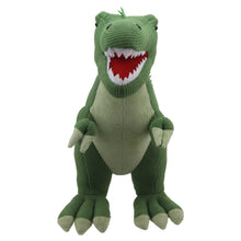 Load image into Gallery viewer, Extra large Knitted Green T-Rex Dinosaur by Wilberry