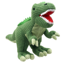 Load image into Gallery viewer, Knitted Green T-Rex Dinosaur by Wilberry