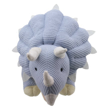 Load image into Gallery viewer, Extra Large Blue Knitted Triceratops Dinosaur by Wilberry